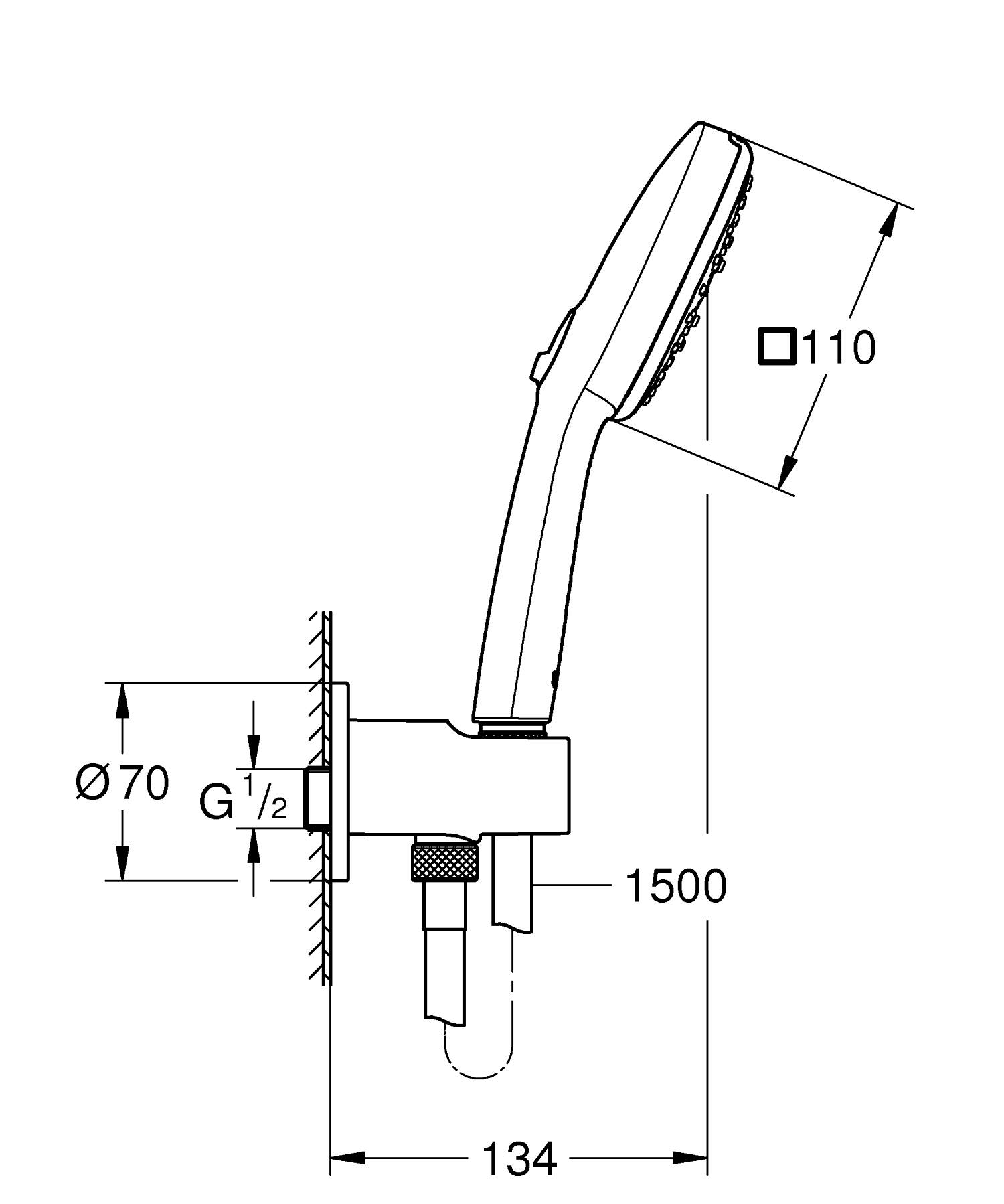 Set para de dus Grohe 269102433, Para dus Tempesta Cube 110, diametru 110 mm, 3 functii, montaj universal, negru [3]