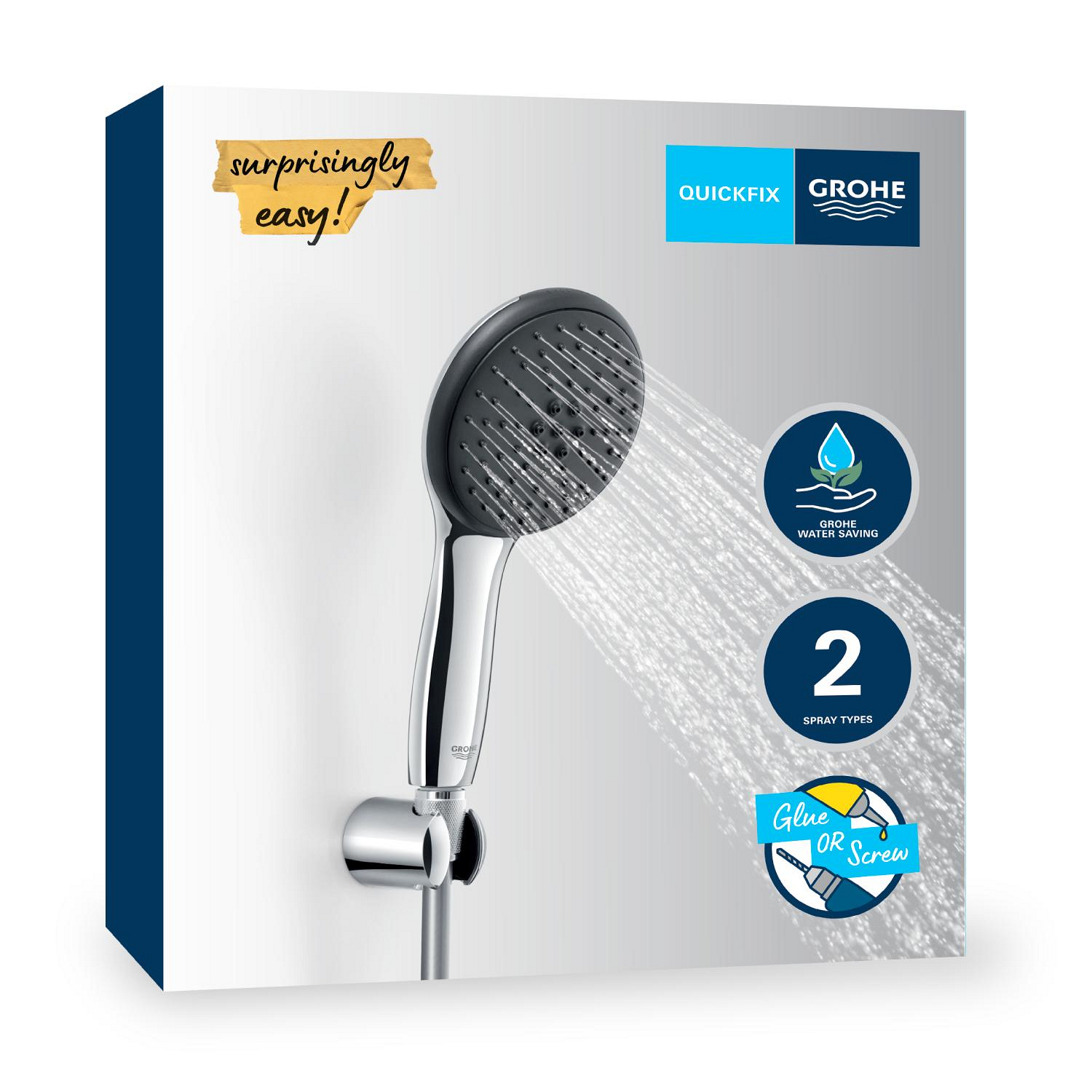 Set para de dus Grohe 27950001, Para dus Vitalio 110, diametru 110 mm, 2 functii, montaj universal, crom [12]