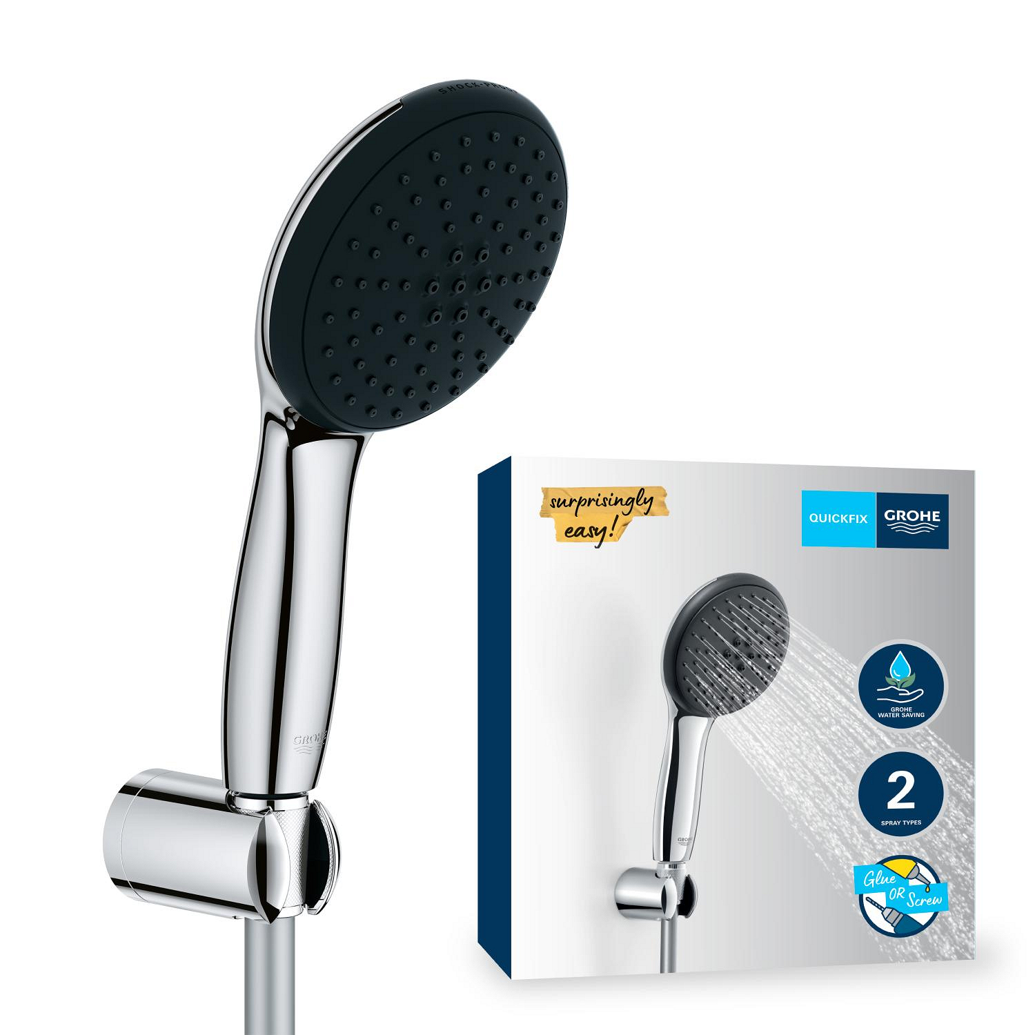 Set para de dus Grohe 27950001, Para dus Vitalio 110, diametru 110 mm, 2 functii, montaj universal, crom [7]
