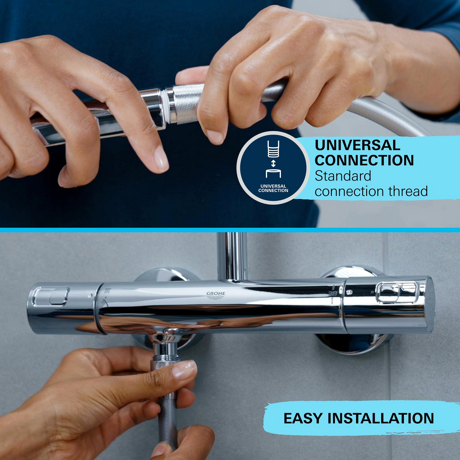 Set para de dus Grohe 26973001, Para dus Vitalio Comfort 110, diametru 110 mm, 2 functii, montaj universal, crom [8]