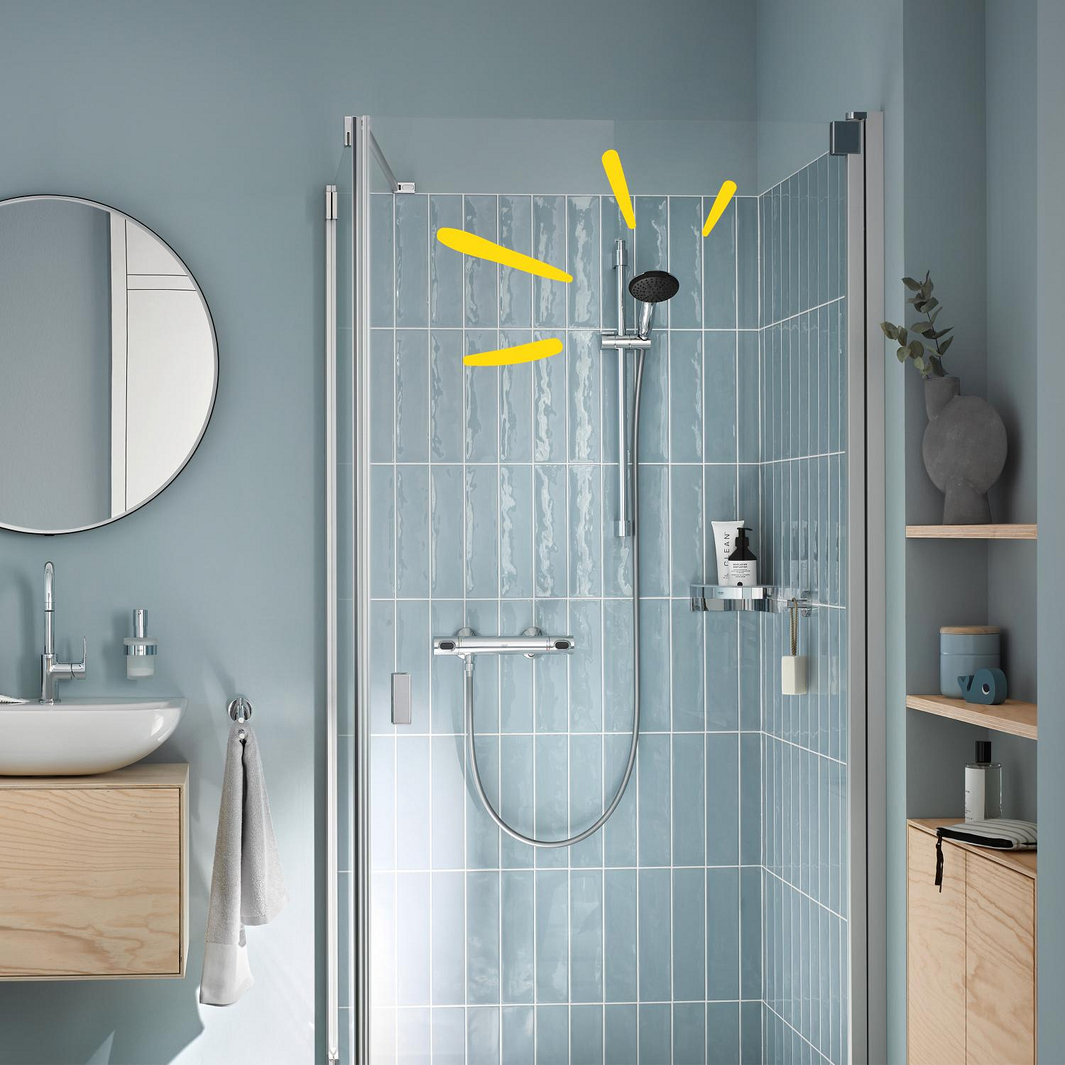 Set para de dus Grohe 26972001, Para dus Vitalio Start 110, diametru 110 mm, 2 functii, montaj universal, crom [6]