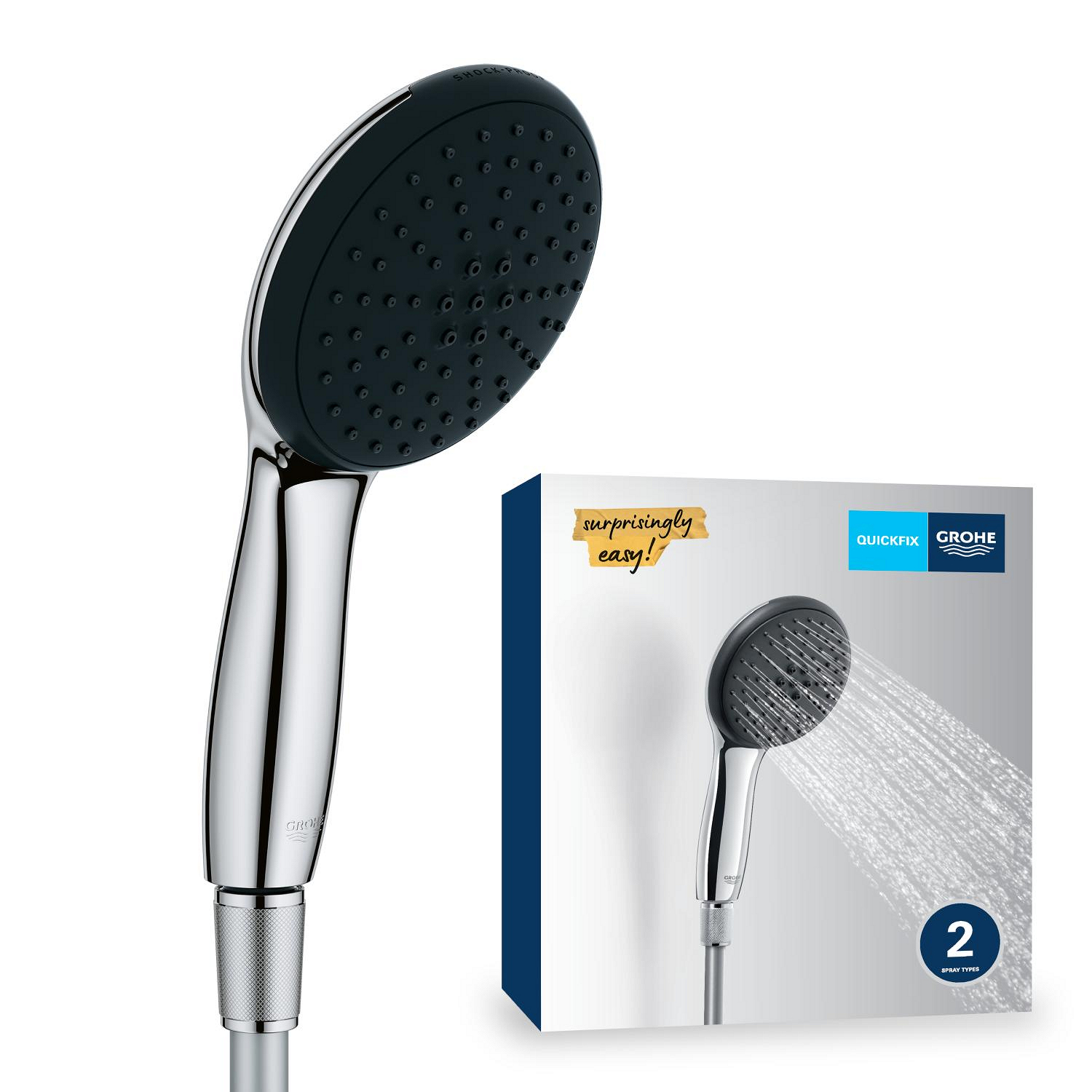 Set para de dus Grohe 26972001, Para dus Vitalio Start 110, diametru 110 mm, 2 functii, montaj universal, crom [16]