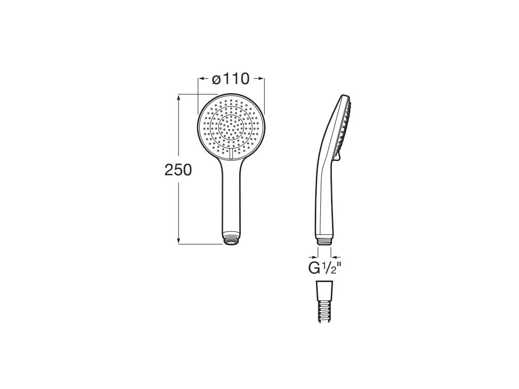 Para de dus Roca A5BG109C00, Sensum, diametru 110 mm, 3 functii, montaj universal, racord 1/2'', crom [1]