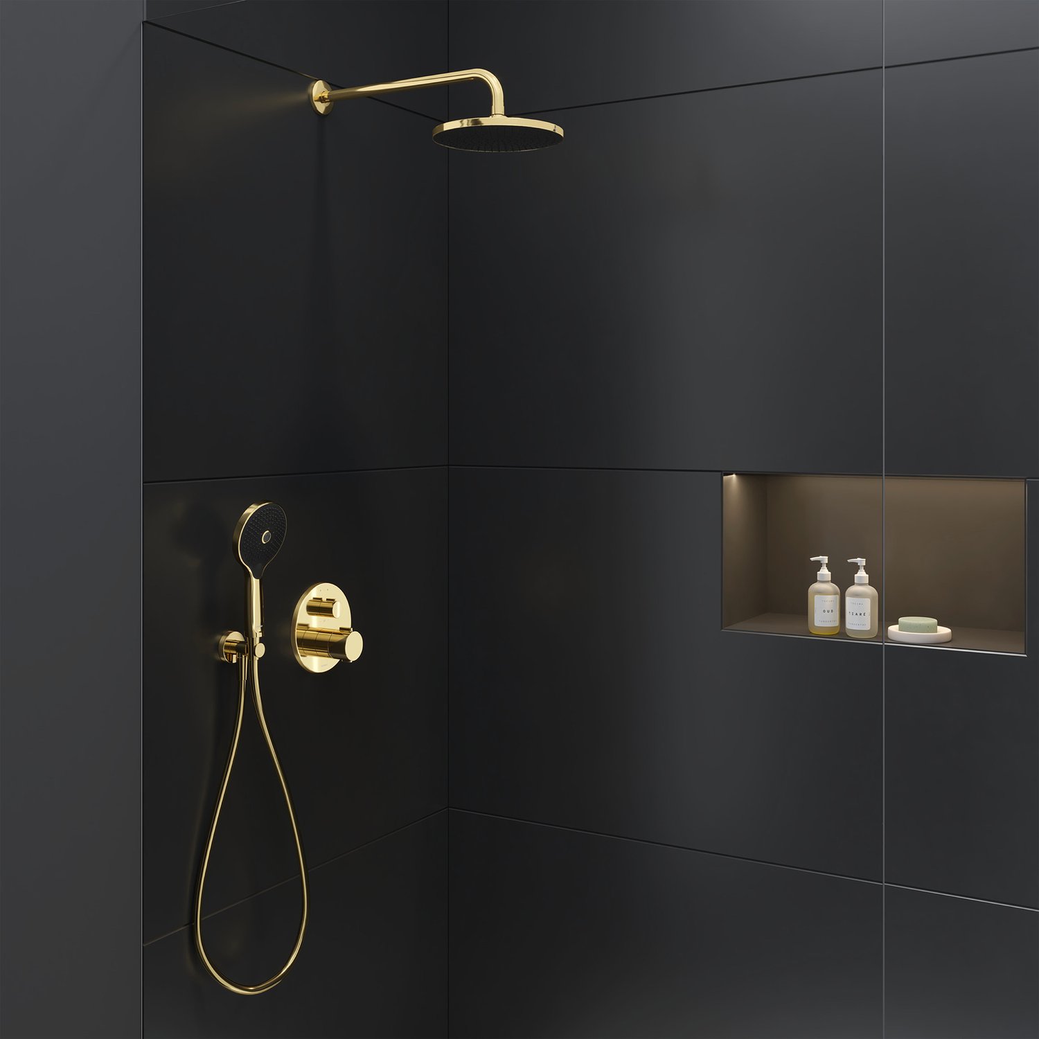 Para de dus Duravit UV0652017034, dus, diametru 120 mm, 3 functii, montaj universal, racord 1/2'', auriu [2]