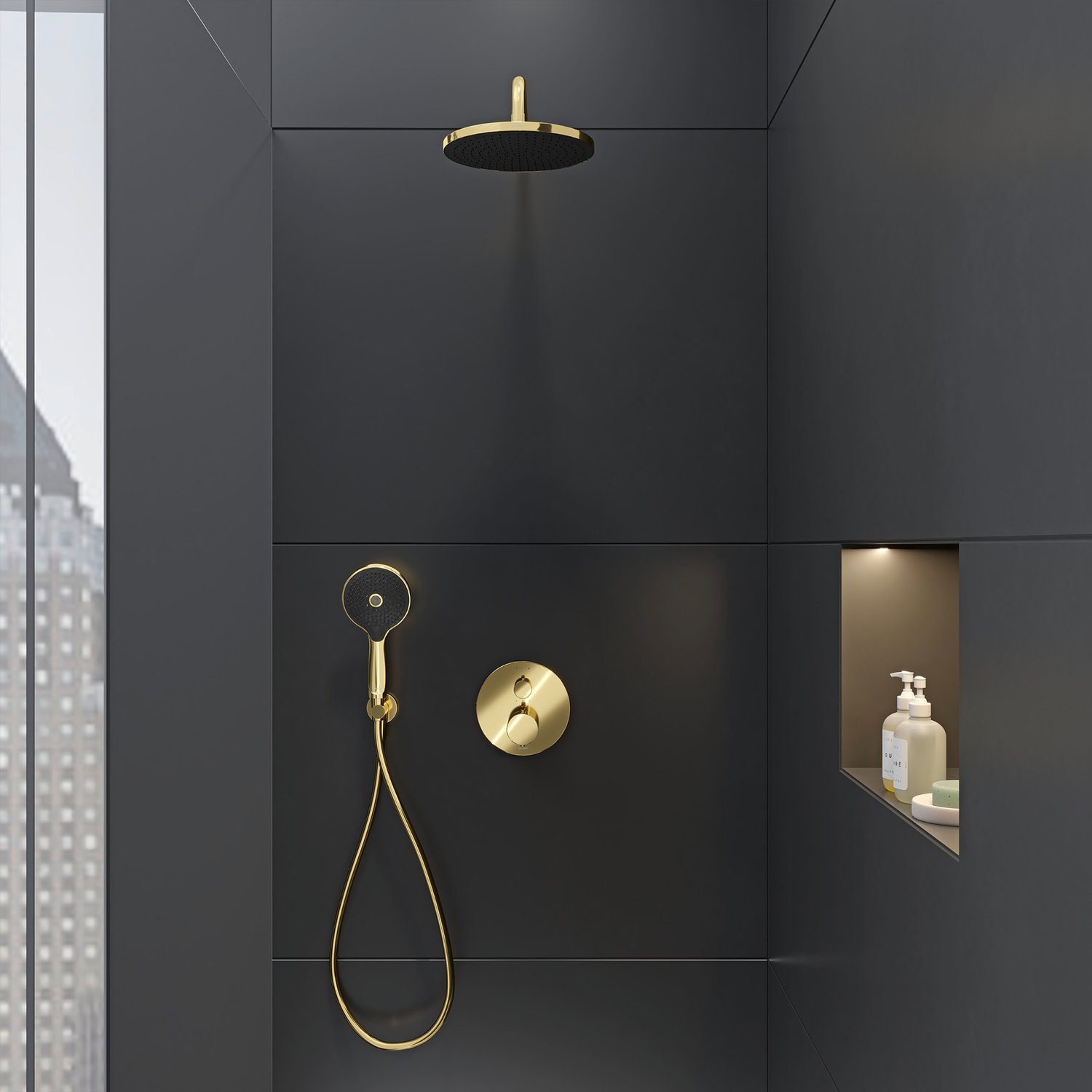 Para de dus Duravit UV0652017034, dus, diametru 120 mm, 3 functii, montaj universal, racord 1/2'', auriu [3]