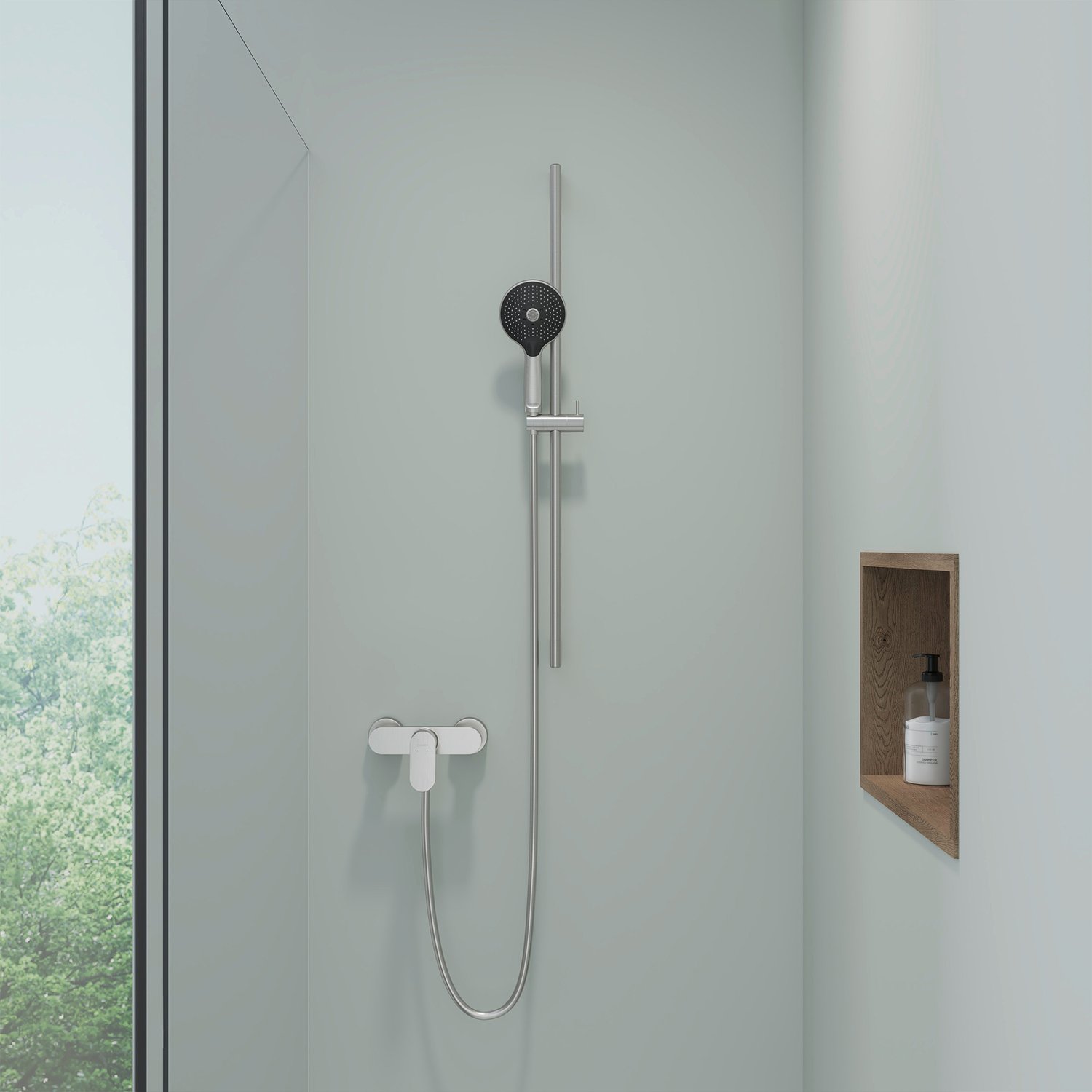 Para de dus Duravit UV0652017070, dus, diametru 120 mm, 3 functii, montaj universal, racord 1/2'', otel satinat [1]