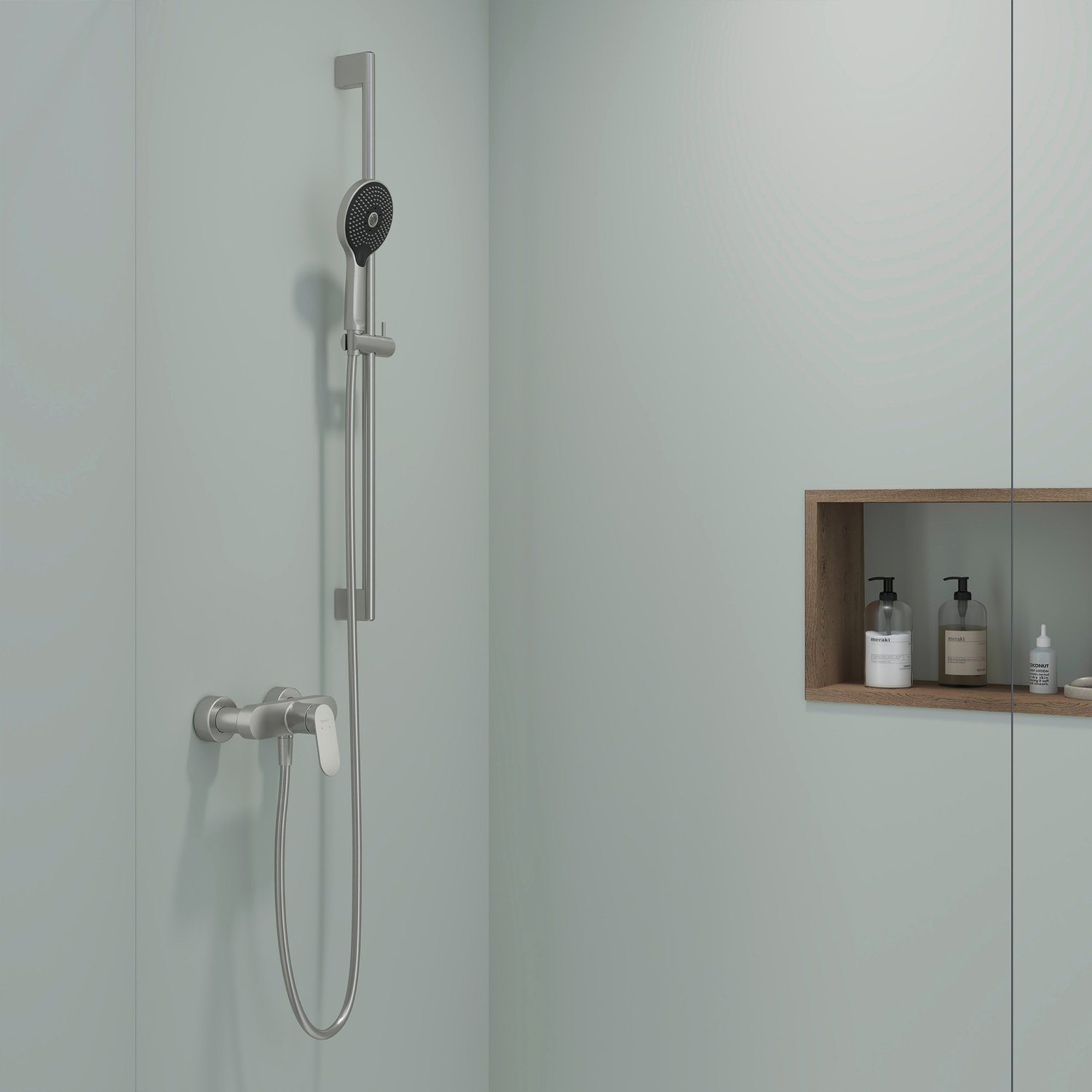Para de dus Duravit UV0652017070, dus, diametru 120 mm, 3 functii, montaj universal, racord 1/2'', otel satinat [2]
