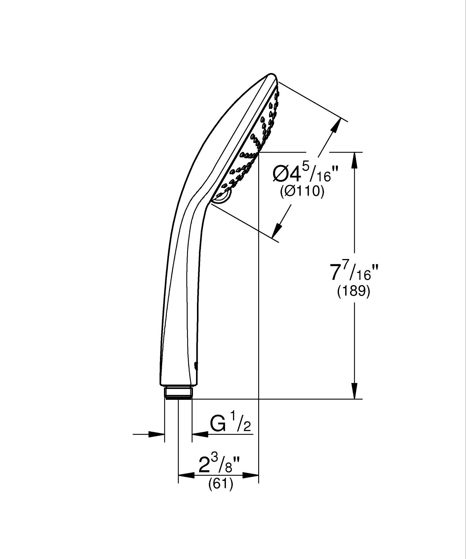 Para de dus Grohe 27238000, dus Euphoria, diametru 110 mm, 2 functii, montaj universal, racord 1/2'', crom [3]