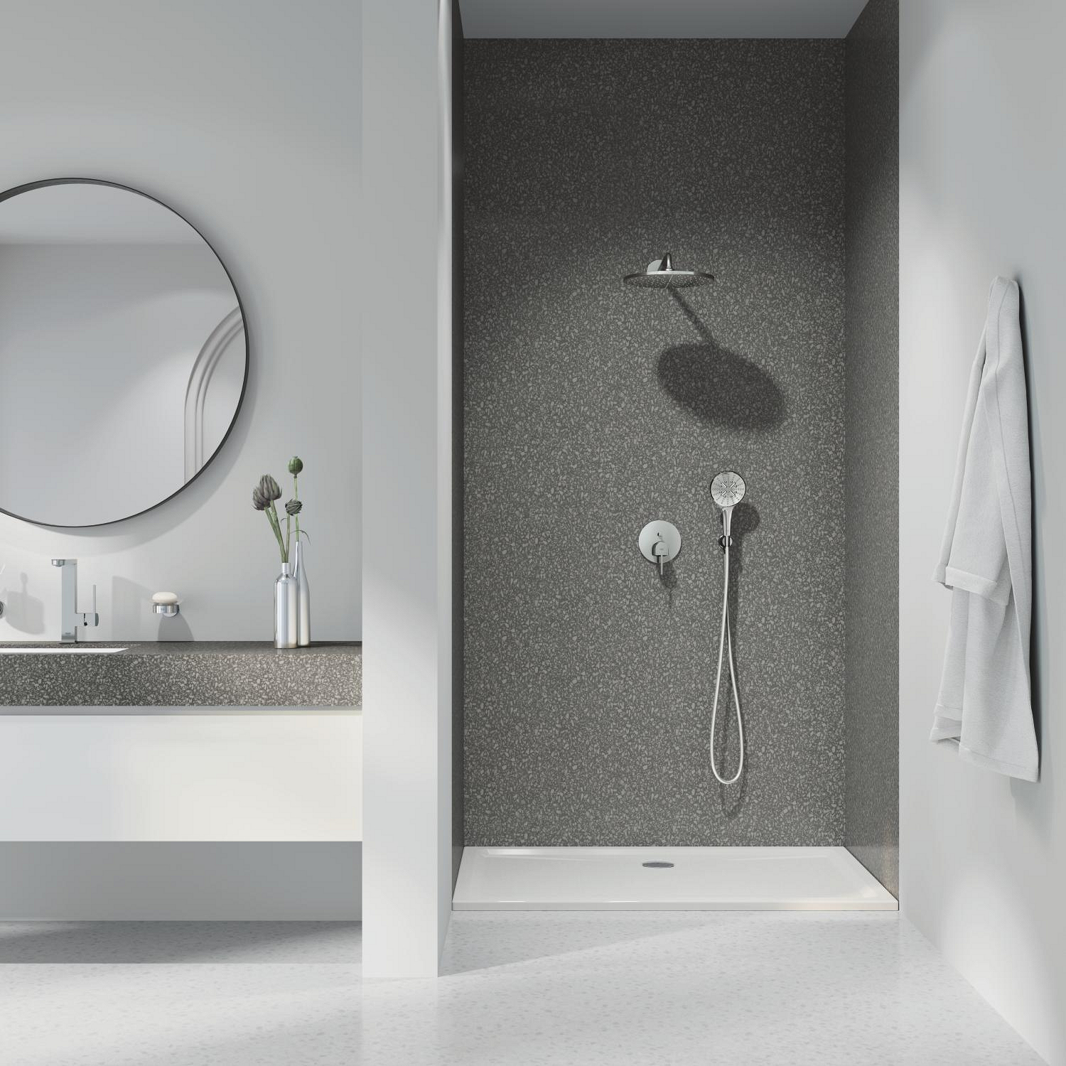Para de dus Grohe 26574000, dus SmartActive 130, diametru 130 mm, 3 functii, montaj universal, racord 1/2'', crom [6]