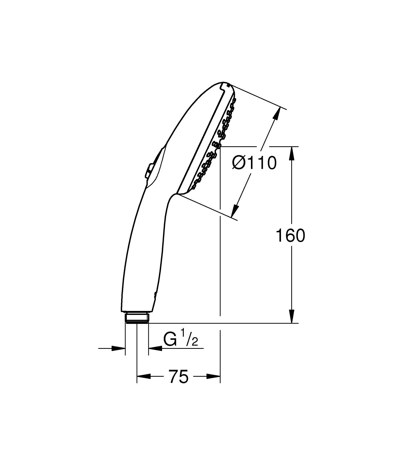 Para de dus Grohe 269122433, dus Tempesta 110, diametru 110 mm, 2 functii, montaj universal, racord 1/2'', negru [5]