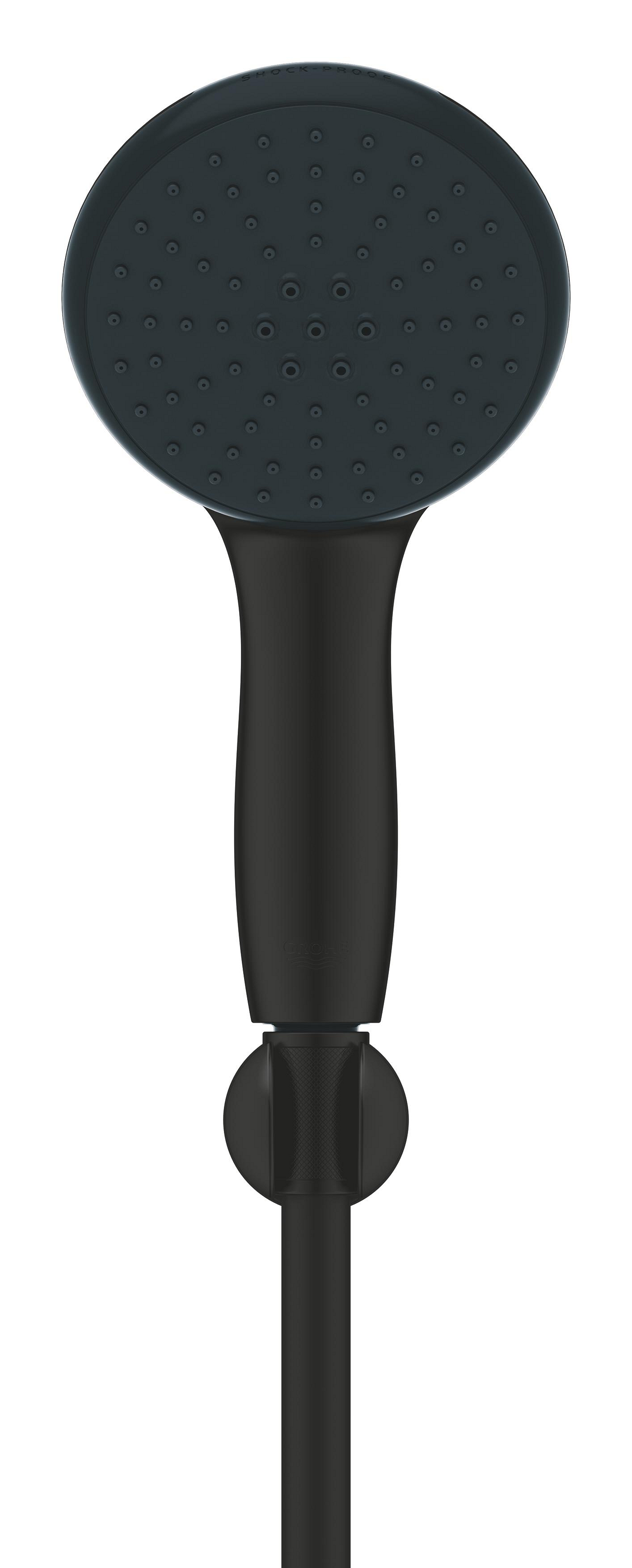 Para dus Grohe 279502431, 100 mm, 1.75 m, 230 mm, 2 functii, 1/2 racord, sistem anticalcar, universal, Negru
