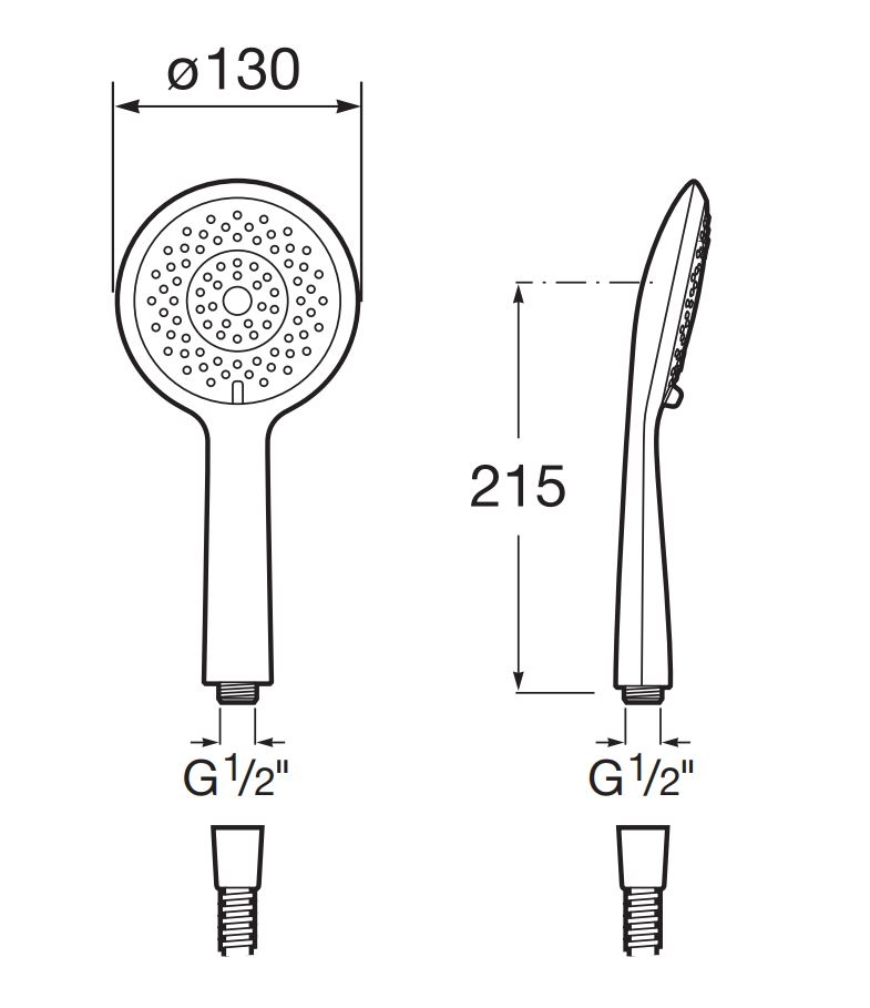 Para de dus Roca A5B1107C00, dus Sensum, diametru 130 mm, 4 functii, montaj universal, racord 1/2'', crom [2]