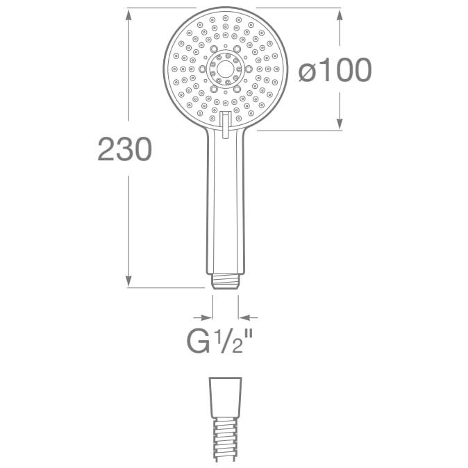 Para de dus Roca A5B1B03B00, dus Stella, diametru 100 mm, 3 functii, montaj universal, racord 1/2'', alb [2]