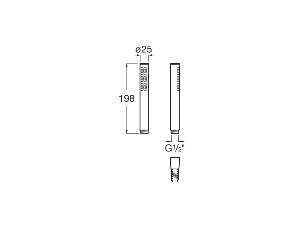Para dus Roca A5B9B61CN0, 25 mm, 198 mm, 1 functii, 1/2 racord, sistem anticalcar, universal, abs, Negru