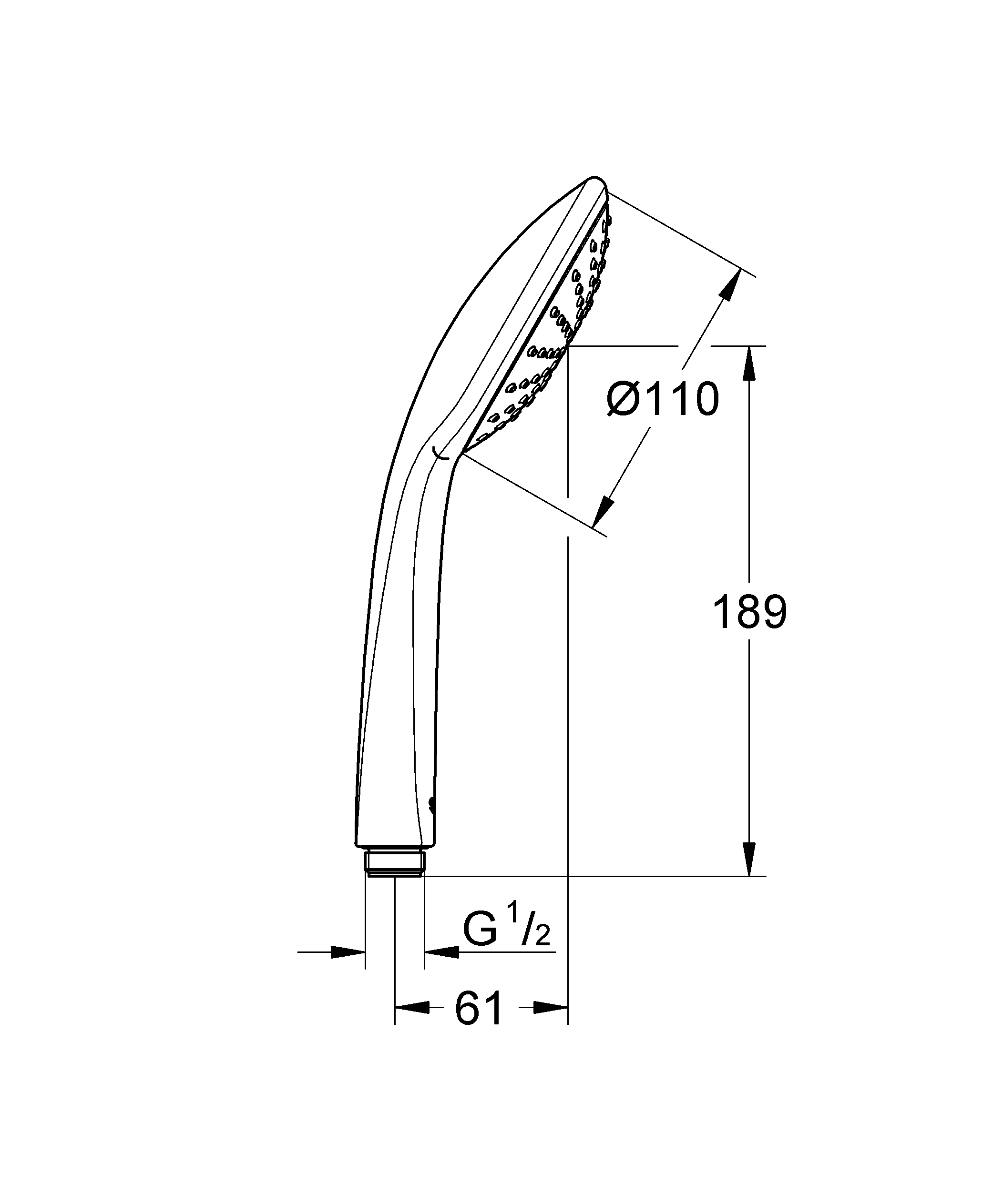 Para de dus Grohe 27265000, 110 mm, 224 mm, 1 functii, 1/2 racord, sistem anticalcar, universal, Crom