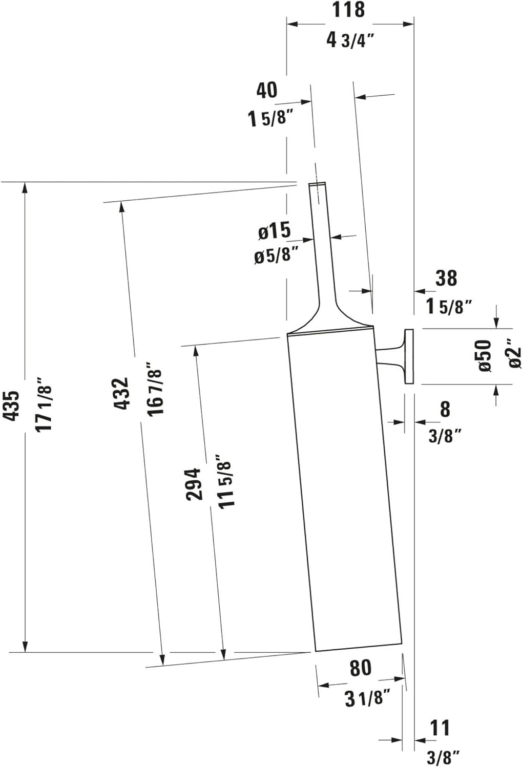 Set perie WC Duravit 0099461000, Perie Starck T, tip instalare pe perete, elemente fixare ascunse, crom [6]