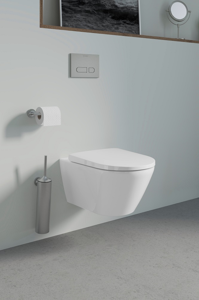 Set perie WC Duravit 0099467000, Perie Starck T, numar orificii instalare 2, tip instalare pe perete, otel satinat [1]