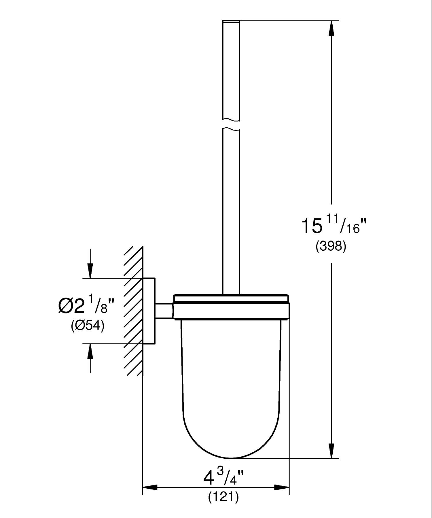 Perie WC Grohe 41185GN0, 121 mm, 398 mm, 2 orificii instalare, pe perete, metal, sticla, elemente fixare ascunse, Auriu