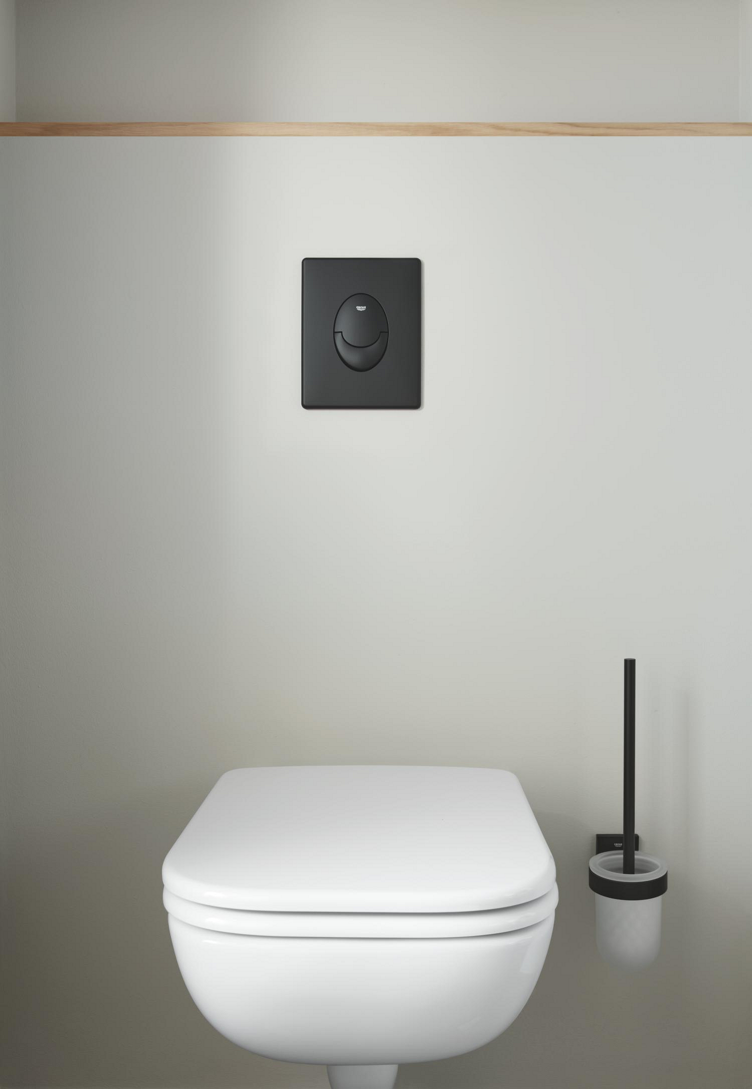 Perie WC Grohe 409772430, 399 mm, 126 mm, 2 orificii instalare, pe perete, sticla, metal, elemente fixare ascunse, Negru