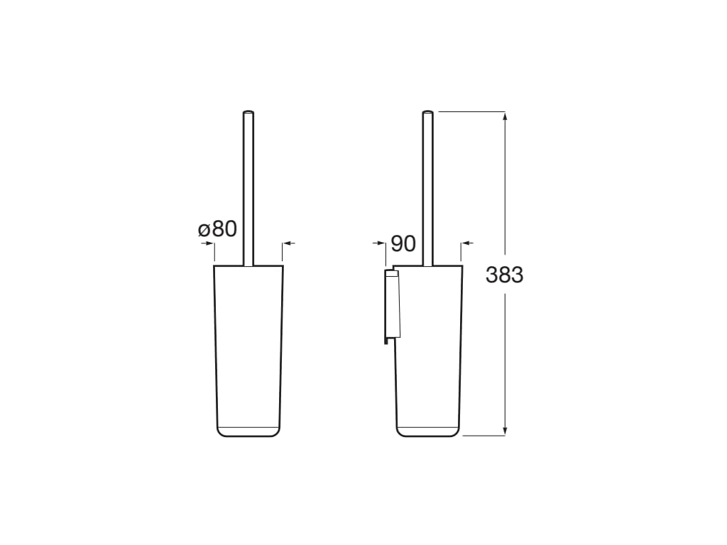 Perie WC Roca A817734NB0, 89 mm, 383 mm, 2 orificii instalare, pe perete, metal, plastic, elemente fixare ascunse, Negru