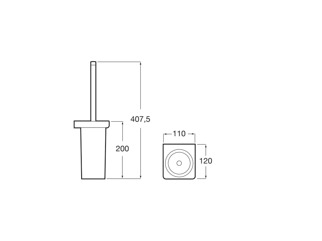 Perie WC Roca A817036NM0, 120 mm, 408 mm, 2 orificii instalare, pe perete, metal, plastic, perie wc, Negru