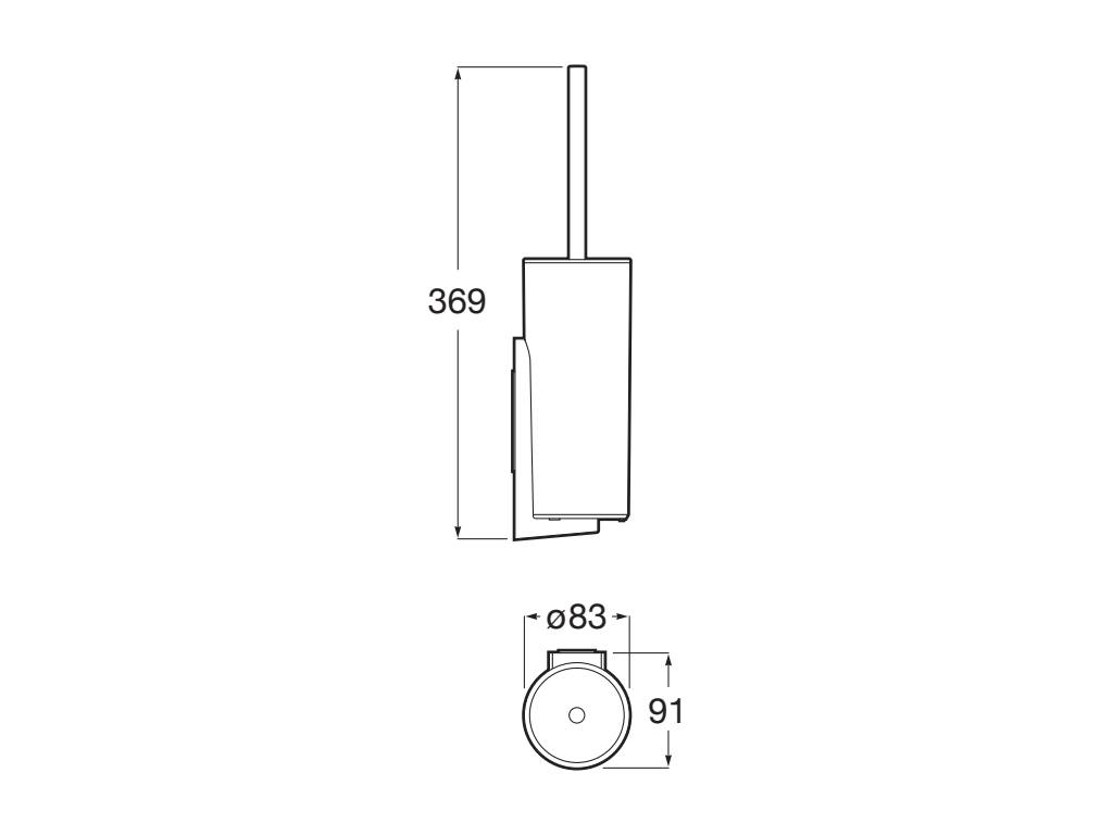 Perie WC Roca A817891NB0, 94 mm, 370 mm, 1 orificii instalare, pe podea, metal, elemente fixare ascunse, Negru