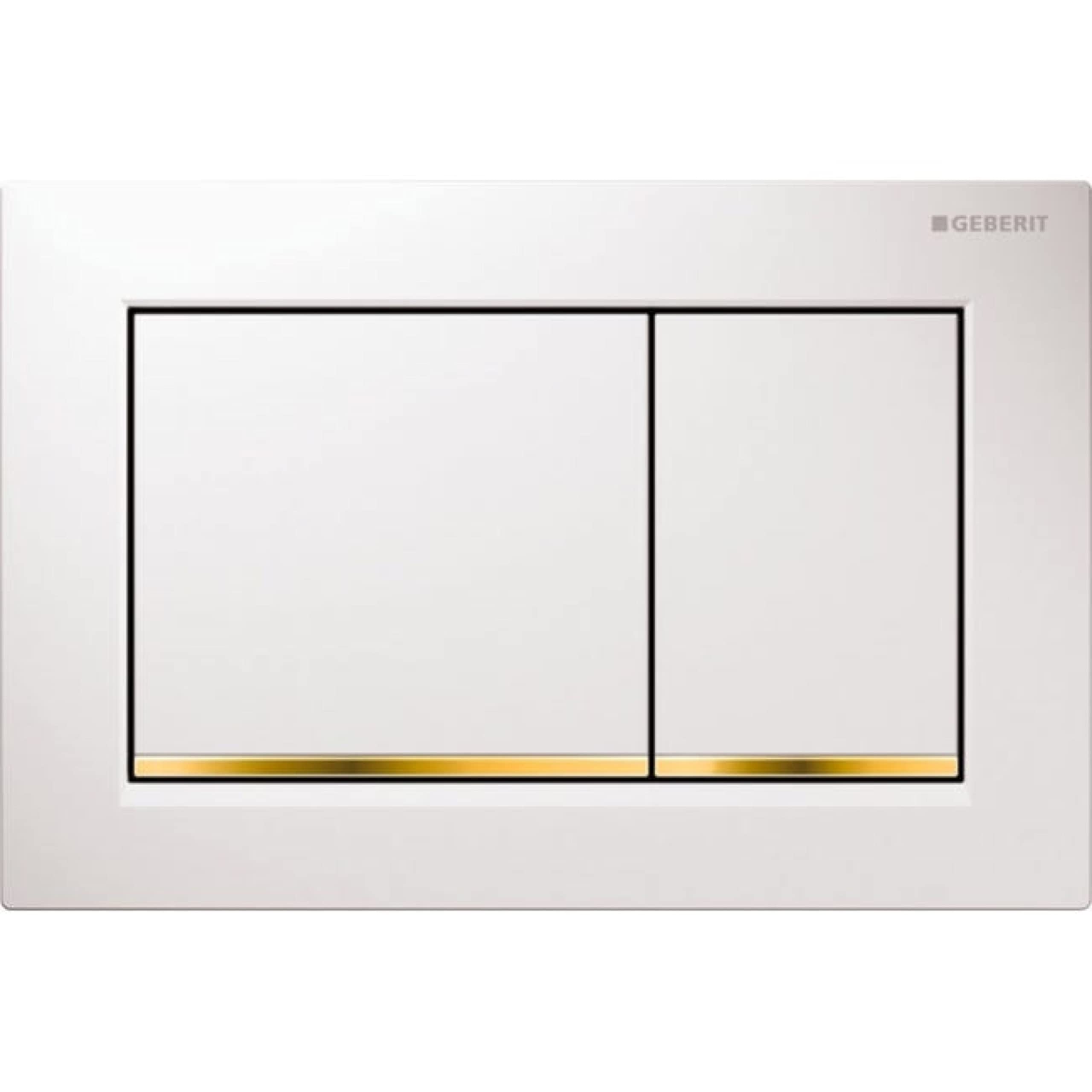 Geberit  Placa de actionare wc geberit omega30 115.080.kk.1, dubla, orizontala, 212 x 142 mm, abs, lucios, alb/auriu