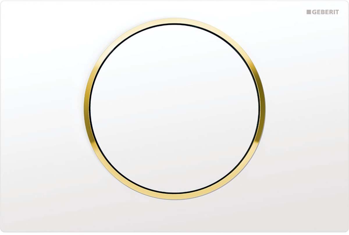 Geberit  Placa de actionare wc geberit sigma01 115.758.kk.5, mono, orizontala, 246 x 164 mm, abs, lucios, alb/auriu