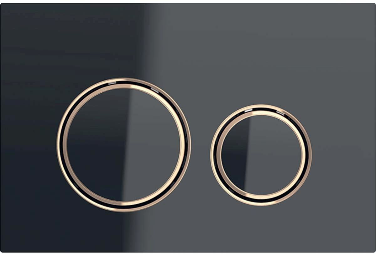 Geberit  Placa de actionare wc geberit sigma21 115.650.sj.1, dubla, orizontala, 246 x 164 mm, sticla, mat, negru/cupru