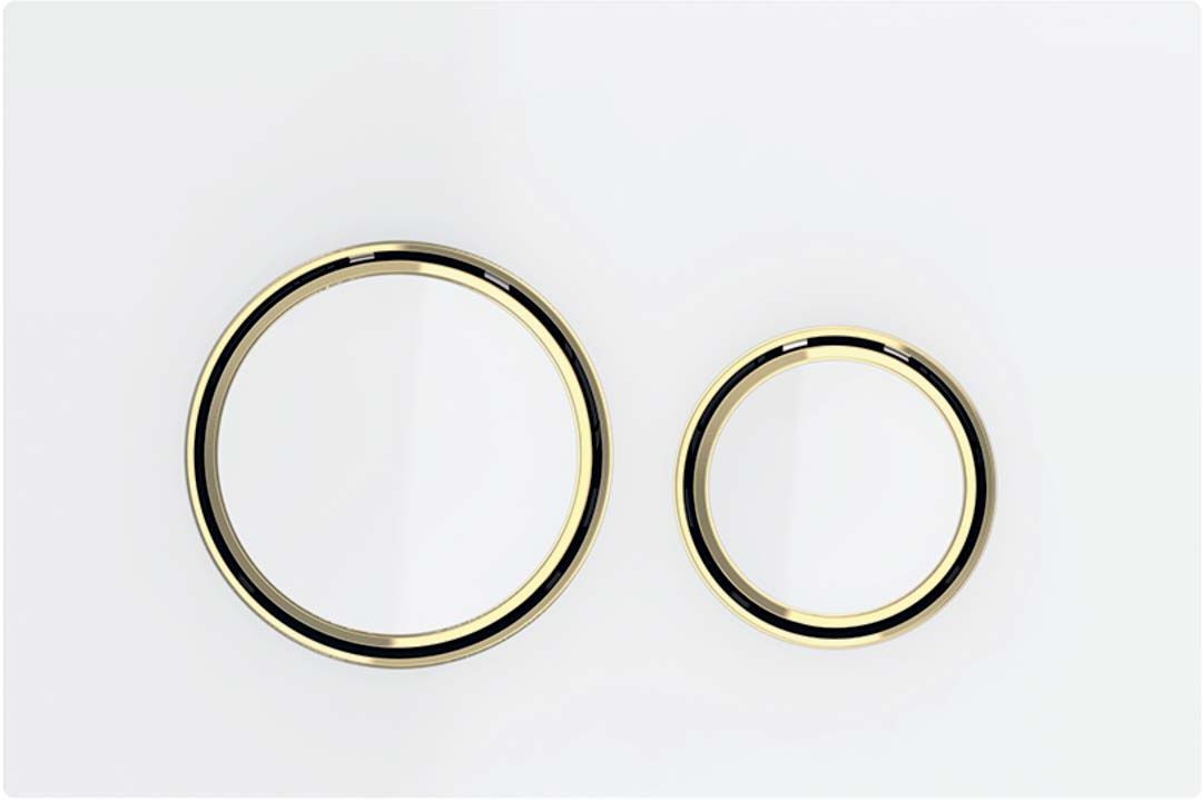 Geberit  Placa de actionare wc geberit sigma21 115.652.si.1, dubla, orizontala, 246 x 164 mm, sticla, lucios, alb/alama
