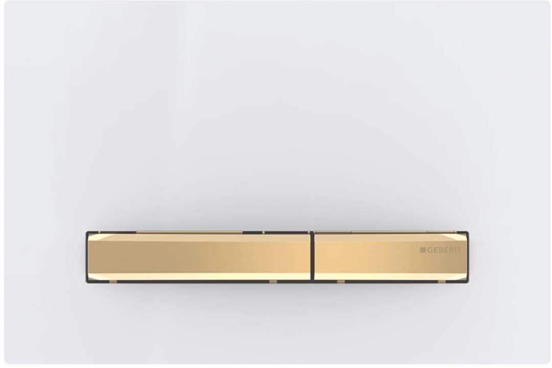 Geberit  Placa de actionare wc geberit sigma50 115.672.11.2, dubla, orizontala, 246 x 164 mm, metal, lucios, alb/alama