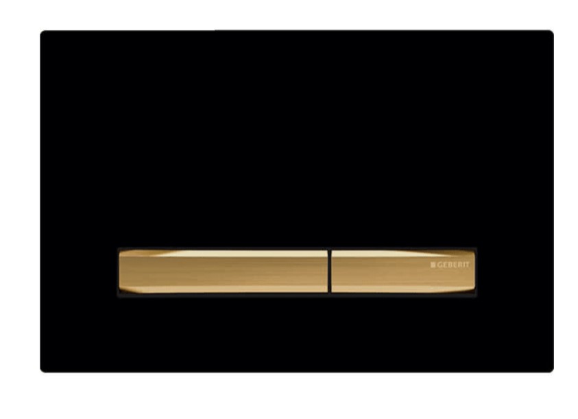 Geberit  Placa de actionare wc geberit sigma50 115.672.dw.2, dubla, orizontala, 246 x 164 mm, metal, mat, negru/alama