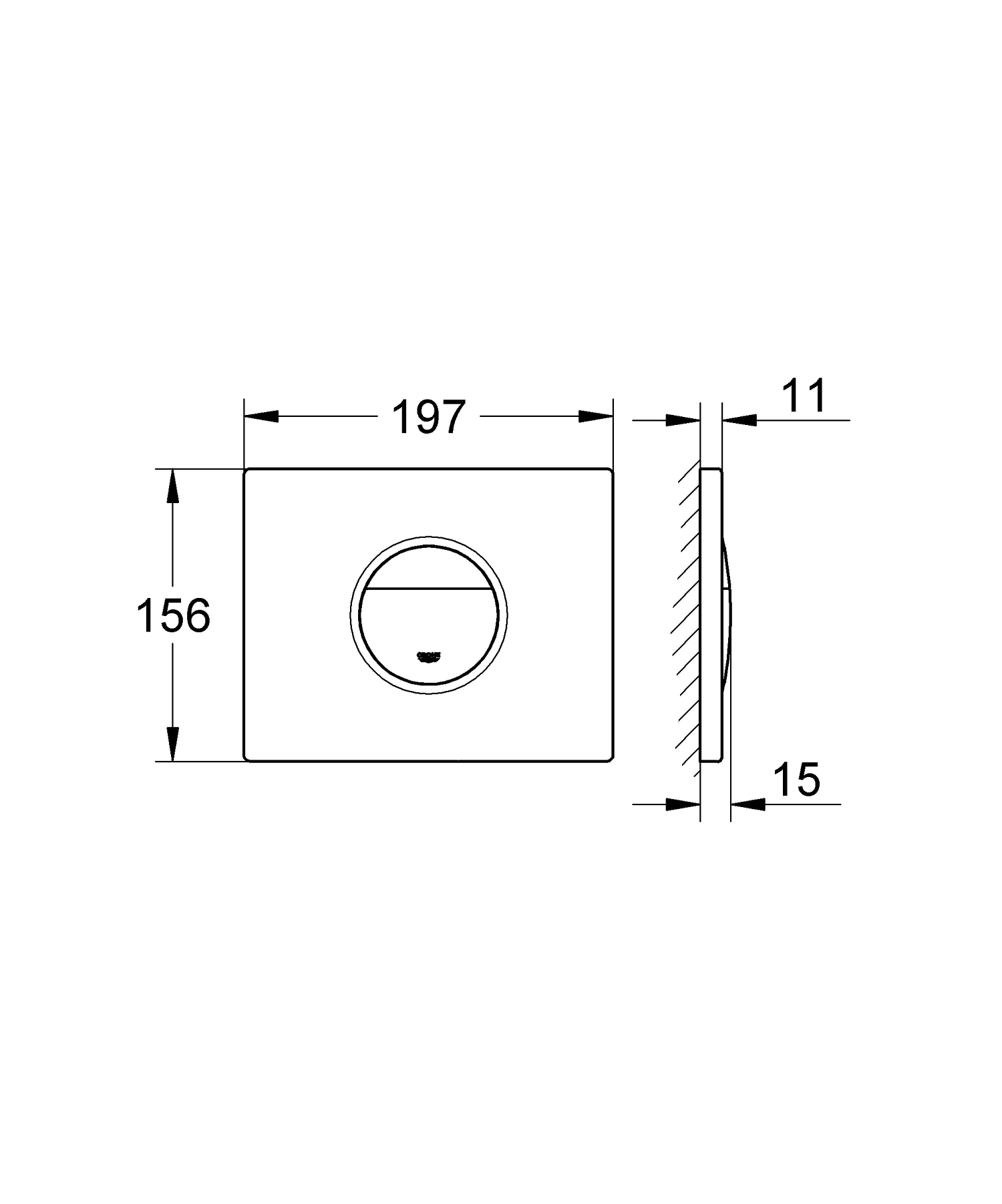Placa de actionare WC Grohe 38765000, 156 mm, 197 mm, functie eco, orizontala, incastrat pentru tip rezervor, Crom