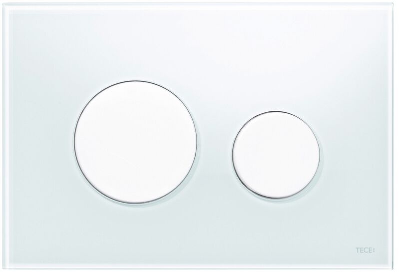 Tece  Placa de actionare wc tece loop 9240650, dubla, orizontala, 220 x 150 mm, sticla, lucios, alb