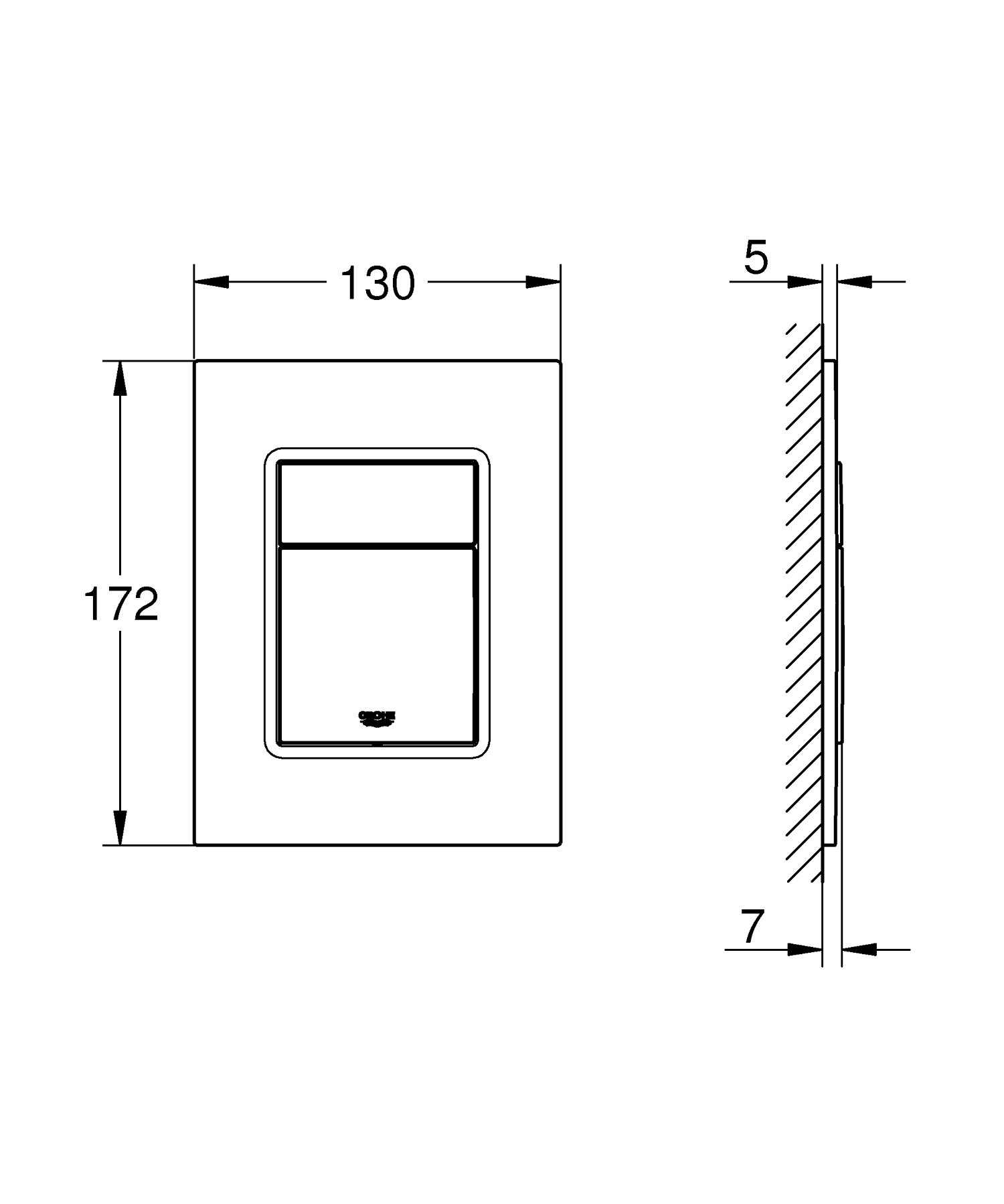 Clapeta actionare Grohe 37535000, Placa actionare Skate Cosmo, pentru 