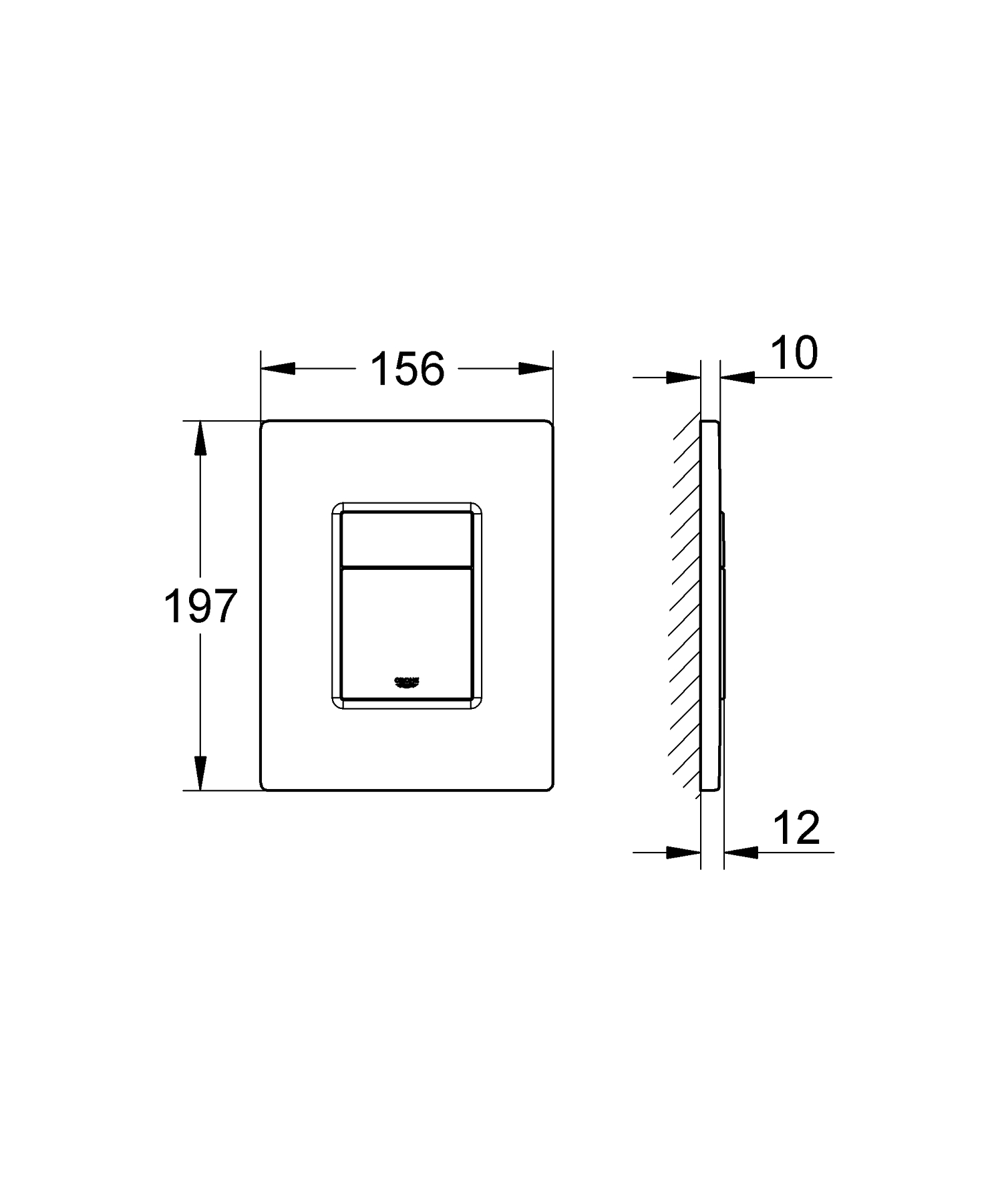Clapeta WC Grohe 38732DL0, 156 mm, 197 mm, functie eco, orizontala, verticala, incastrat pentru tip rezervor, Cupru