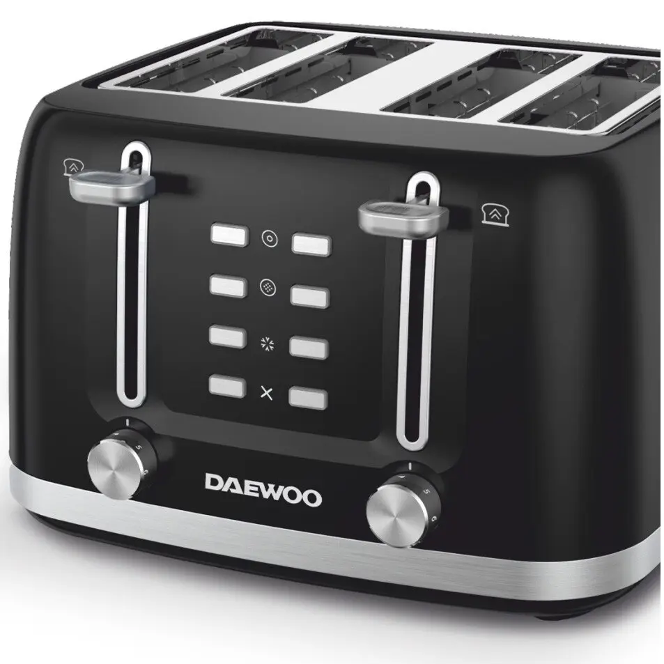 Prajitor de paine Daewoo DBT4160B, 1600 W, 6 trepte, 4 felii, functie decongelare, mecanic, buton anulare, Negru