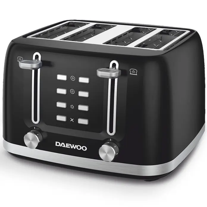 Prajitor de paine Daewoo DBT4160B, 1600 W, 6 trepte, 4 felii, functie decongelare, mecanic, buton anulare, Negru