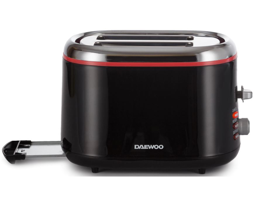 Prajitor de paine Daewoo DBT70B, 900 W, 7 trepte, 280 mm, 180 mm, 190 mm, 1.4 kg, 2 felii, functie decongelare, Negru