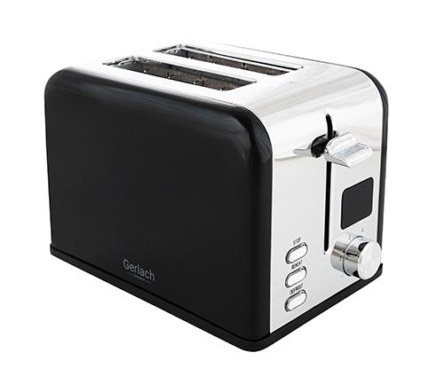 Gerlach Prajitor paine gerlach, 1100 w, 2 felii, lcd, putere variabila, negru, gl3221b