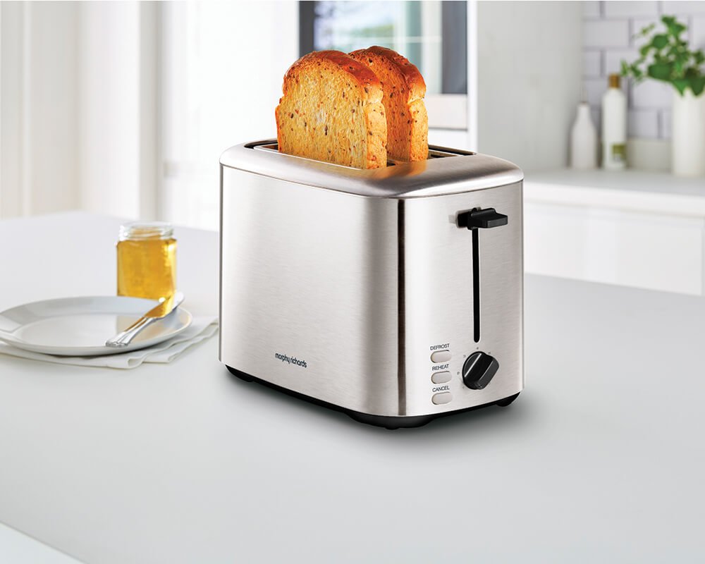Morphy Richards Prajitor paine morphy richards equip, 800 w, 2 felii, 7 programe, reincalzire, inox, 222067
