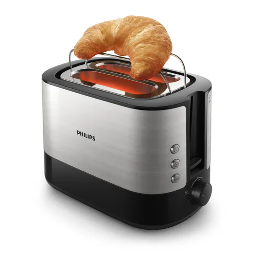 Philips Prajitor paine philips 2000, 1000 w, 7 trepte, 2 felii, dezghetare, inox, hd2637/90