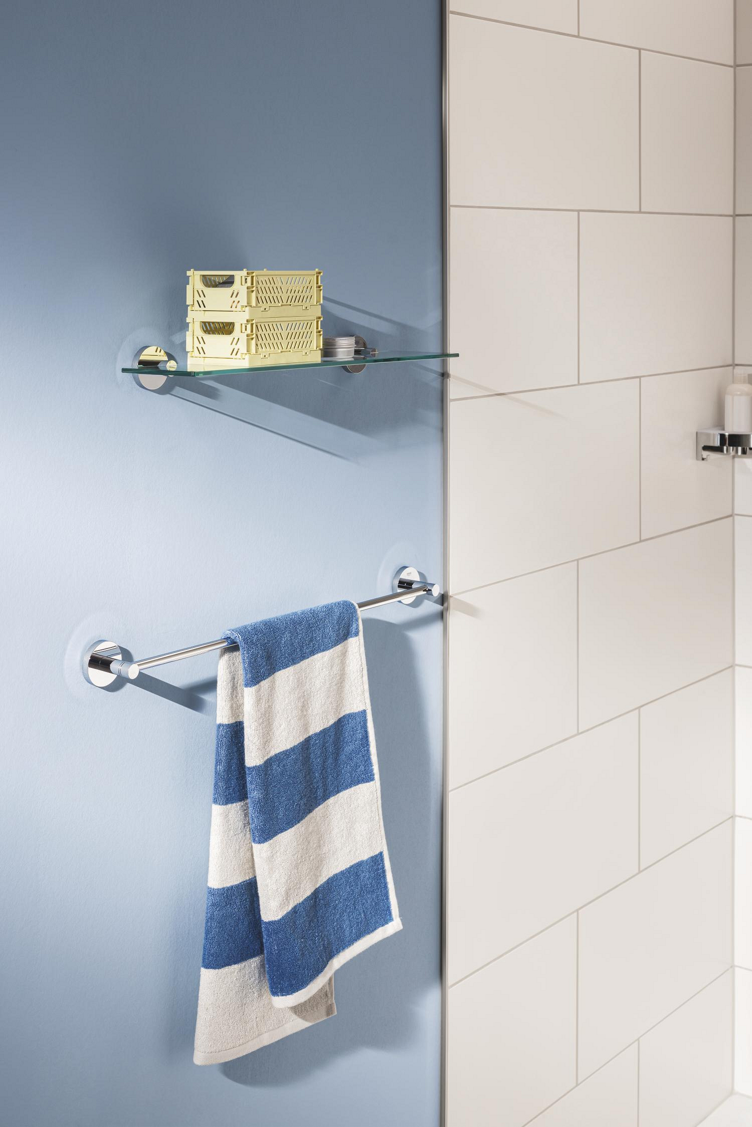 Raft baie Grohe 41202000, 530 mm, 145 mm, 2 orificii instalare, pe perete, sticla, metal, elemente fixare ascunse, Crom