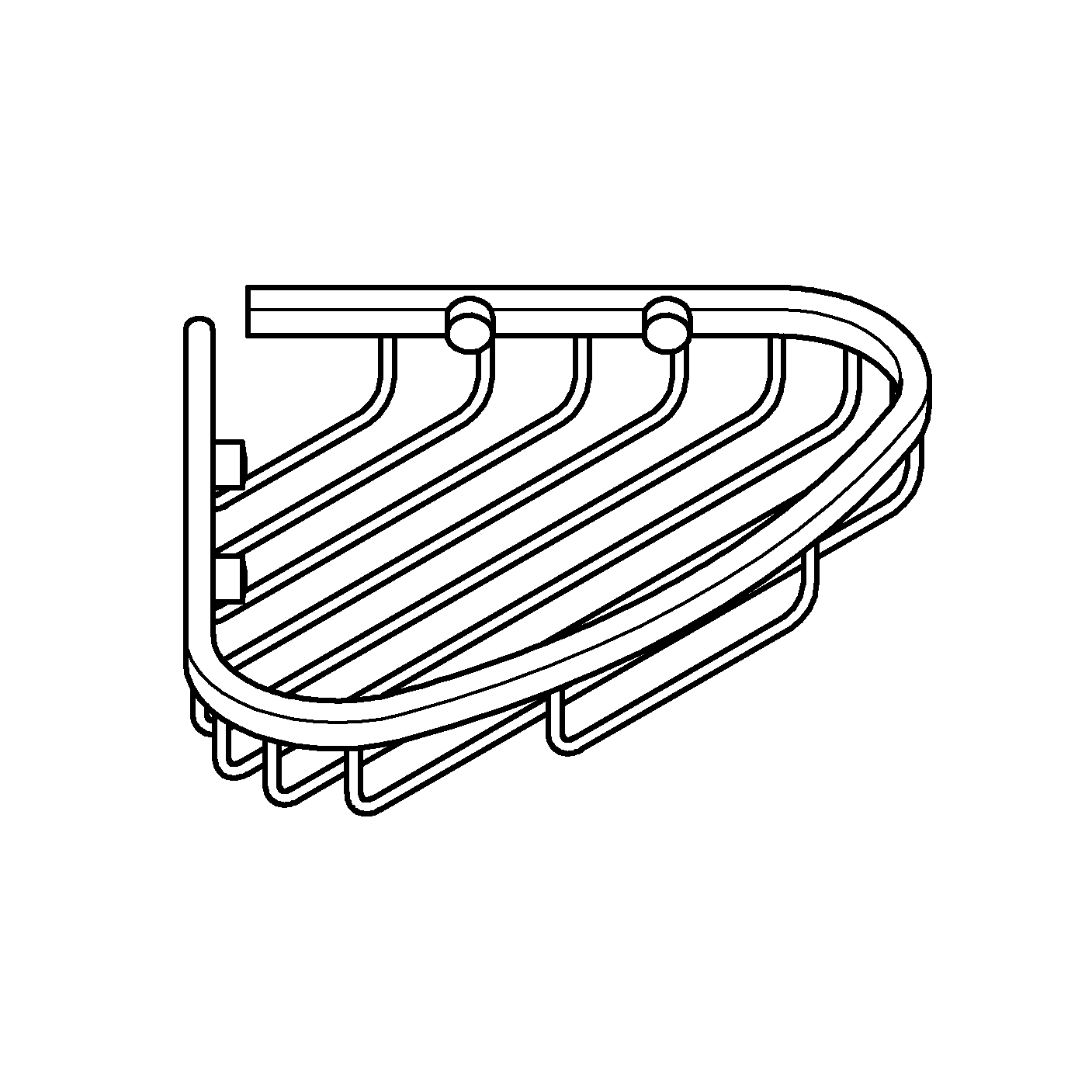 Raft colt Grohe 40664001, 164 mm, 202 mm, 4 orificii instalare, pe colt, metal, elemente fixare ascunse, Crom