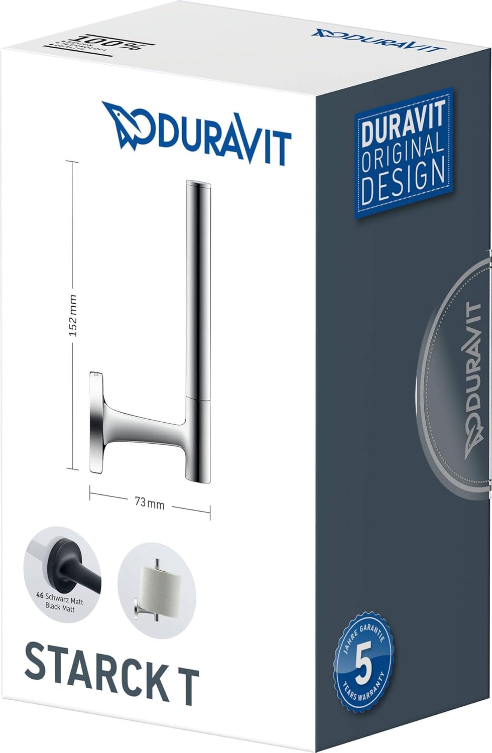 Rezerva hartie Duravit 0099394600, hargie igienica Starck T, tip instalare pe perete, numar orificii instalare 2, negru [5]