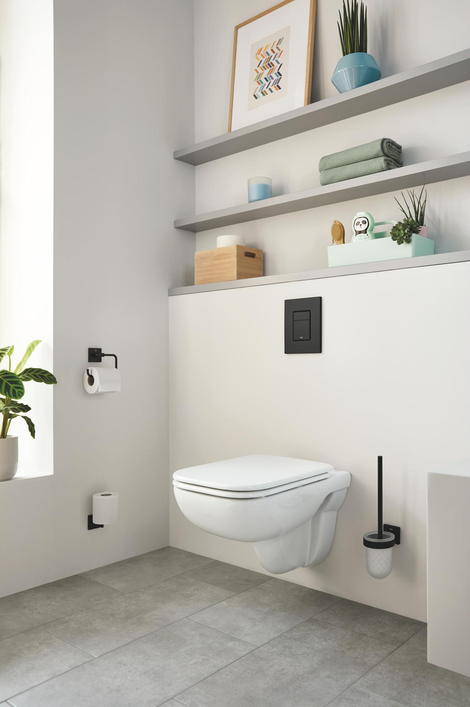 Suport hartie Grohe 409792430, tip instalare pe perete, numar orificii instalare 2, elemente fixare ascunse, negru [2]