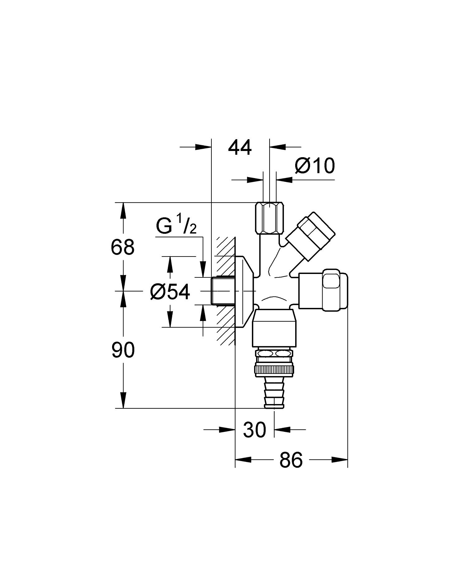 Robinet coltar Grohe 41082000, 86 mm, 158 mm, 2 nr iesiri, 1/2 diametru alimentare, 3/8 diametru iesire 1, Crom