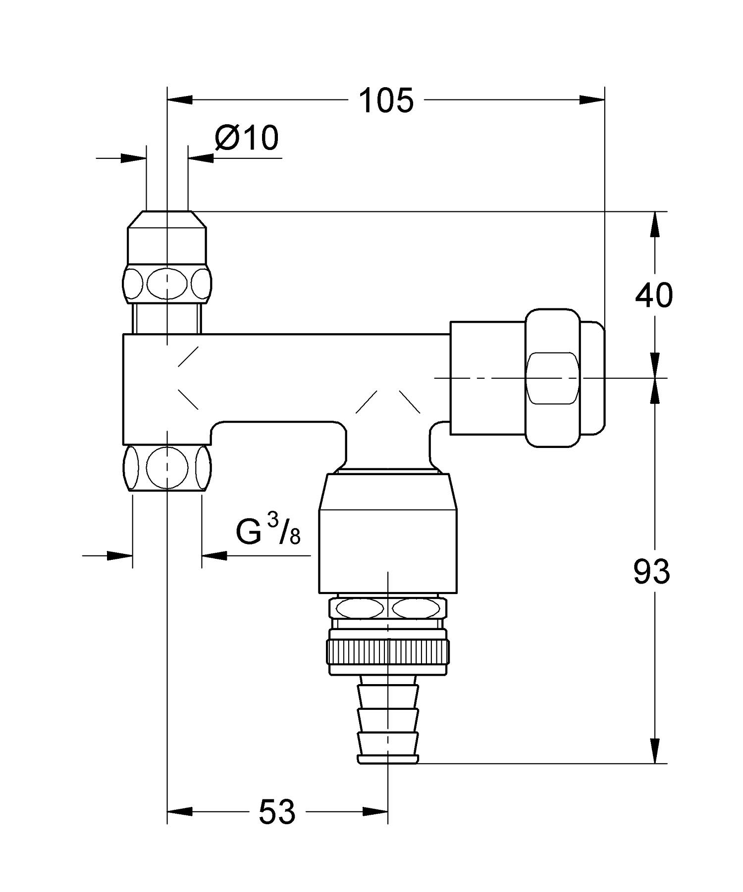 Robinet coltar Grohe 41033000, 105 mm, 133 mm, 1 nr iesiri, 3/8 diametru alimentare, 3/8 diametru iesire 1, Crom