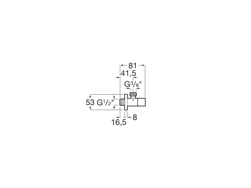 Robinet coltar Roca A5251679B0, 81 mm, 53 mm, 1 nr iesiri, 1/2 diametru alimentare, 3/8 diametru iesire 1, Alb