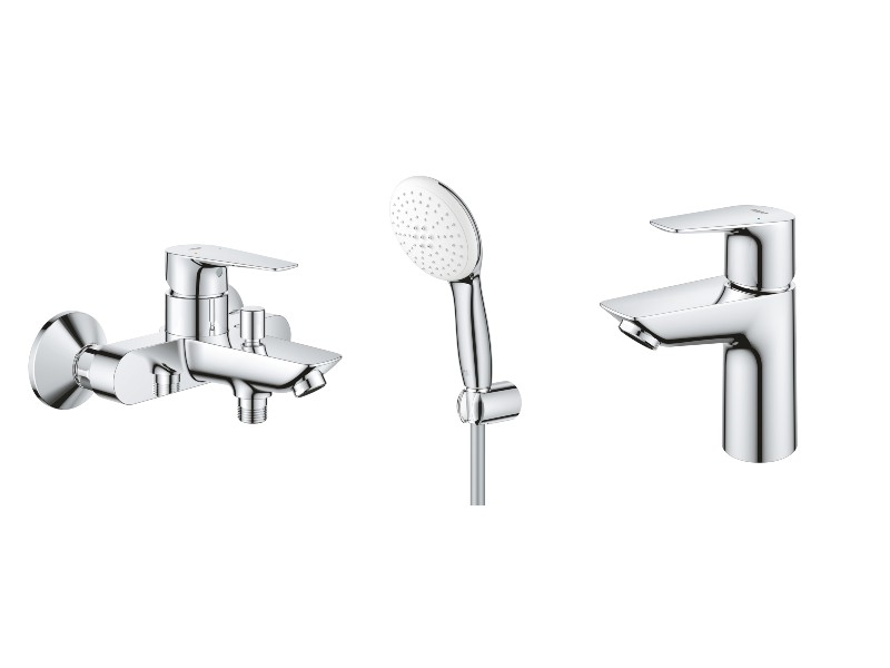 Grohe Set 3in1 cada grohe start edge, baterie lavoar s, set de dus, 2 functii, ventil, crom, 24198001-3st